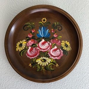 hanging Austria wooden plate, paint with florals